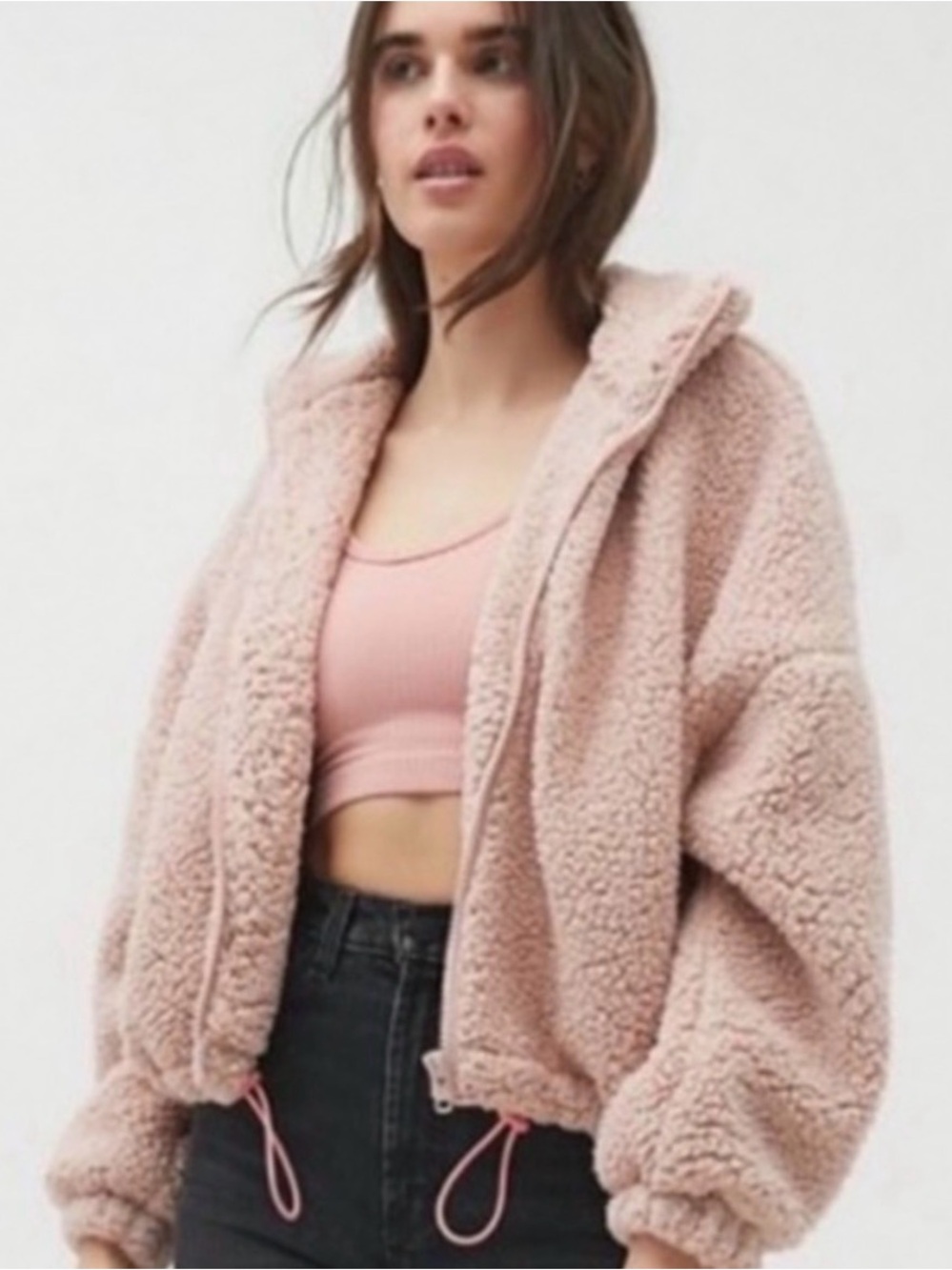 Urban Outfitters Willow Rose Pink Sherpa Teddy Jacket - Size M